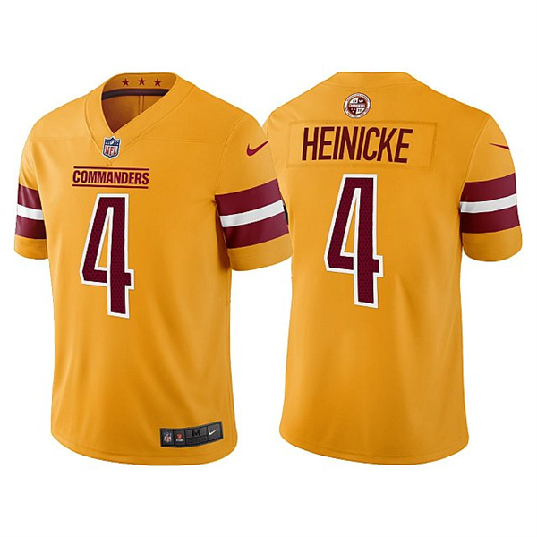 Men & Women & Youth Washington Commanders 4 Taylor Heinicke Gold Vapor Untouchable Stitched Football Jersey->washington commanders->NFL Jersey